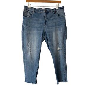 Pistola Distressed Cropped Jeans in Blue